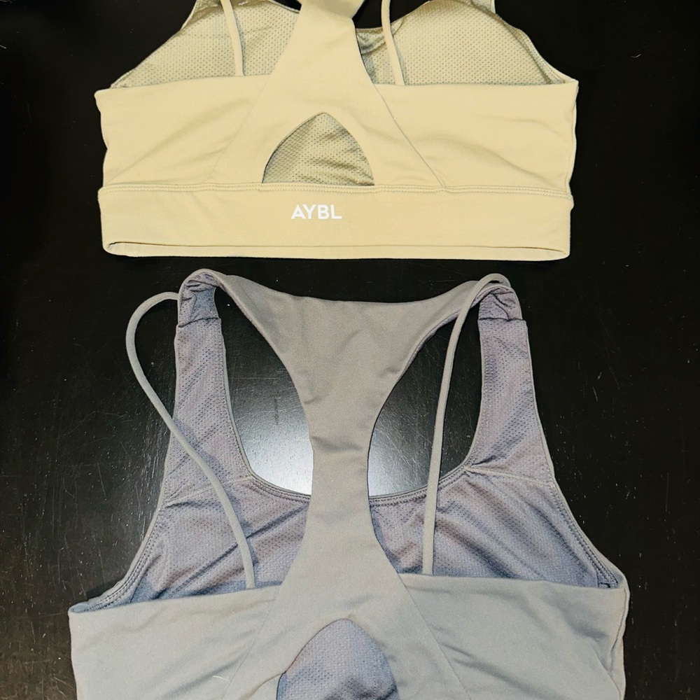 AYBL Dual-Tone Racerback Sports Bralette Set — green & Gray